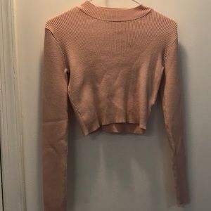 baby pink soft cropped sweater from brandy
